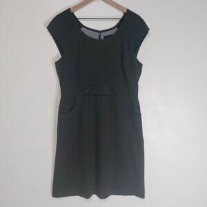 Tahari Arthur S Levine Plaid Cap Sleeve Gray Sheath Dress 14